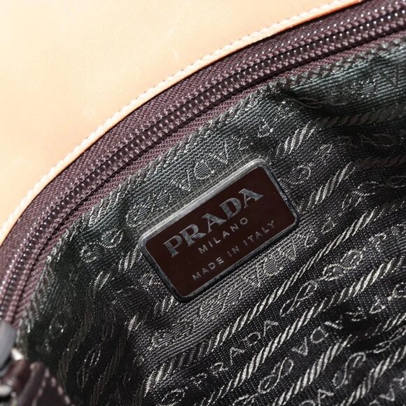 PRADA Tote Bag Leather Beige Silver Auth bs31380 - Picture 11 of 16